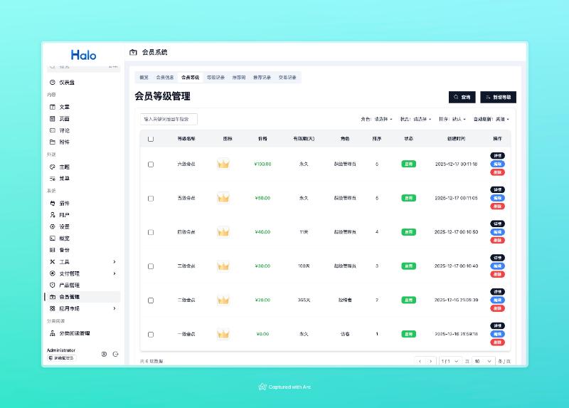 管理端-等级管理